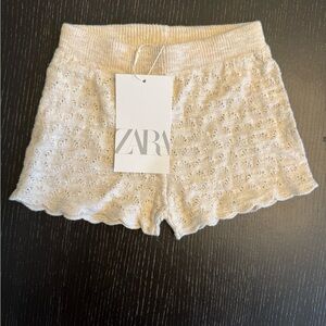 Zara Baby Girl High Waist Cream Lace Shorts